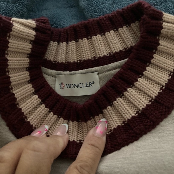 Moncler Tan/Mauve Sweater with Burgundy/light pink Trim - Picture 2 of 5
